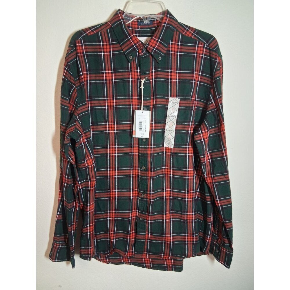 NWT St Johns Bay Classic Fit Plaid Button Down Shirt Farm Outdoor Men Size Large